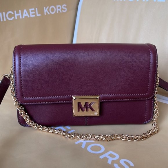 Michael Kors Sonia Medium Leather Shoulder Bag Merlot - Picture 2 of 16